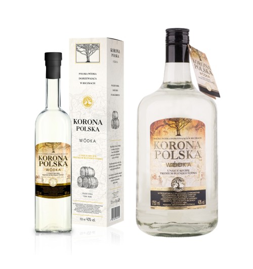 Crown of Poland Dojrzewająca Wódka Korona Polska w beczkach dębowych 225L 40 % vol.  0,5L/1,75L