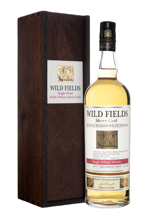 Wild Fields Sherry Cask Single Wheat Polish Whisky in wooden box 0,7L 46,5%