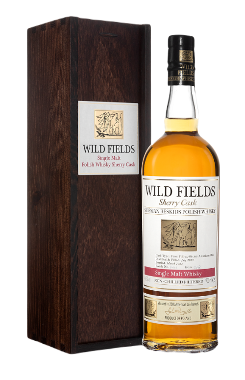 Wild Fields Sherry Cask Single Malt Polish Whisky in wooden box 0,7L 46,5%